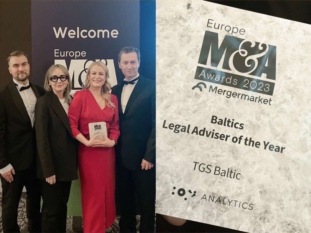 TGS Baltic is recognized as the Baltics Legal Adviser of the Year at the European M&A Awards 2023
